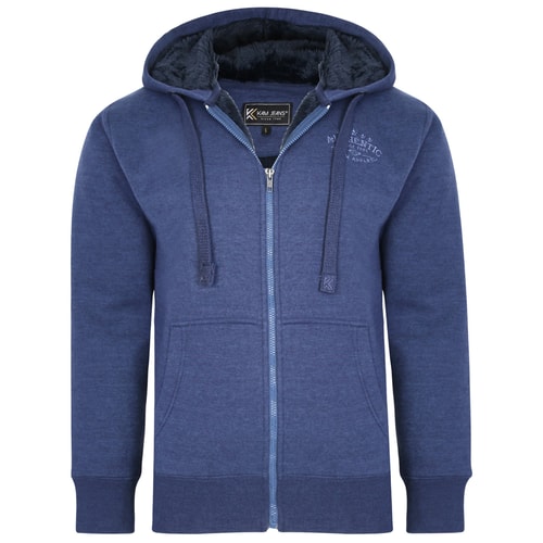 KAM Denim Apparel Sherpa-gefütterter Kapuzenpullover in Königsblau